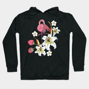 Tropical Flamingo and Flowers Hoodie